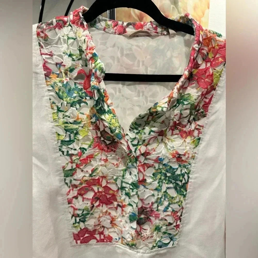 Soft Sorroundings floral lace details blouse size M - Picture 5 of 9